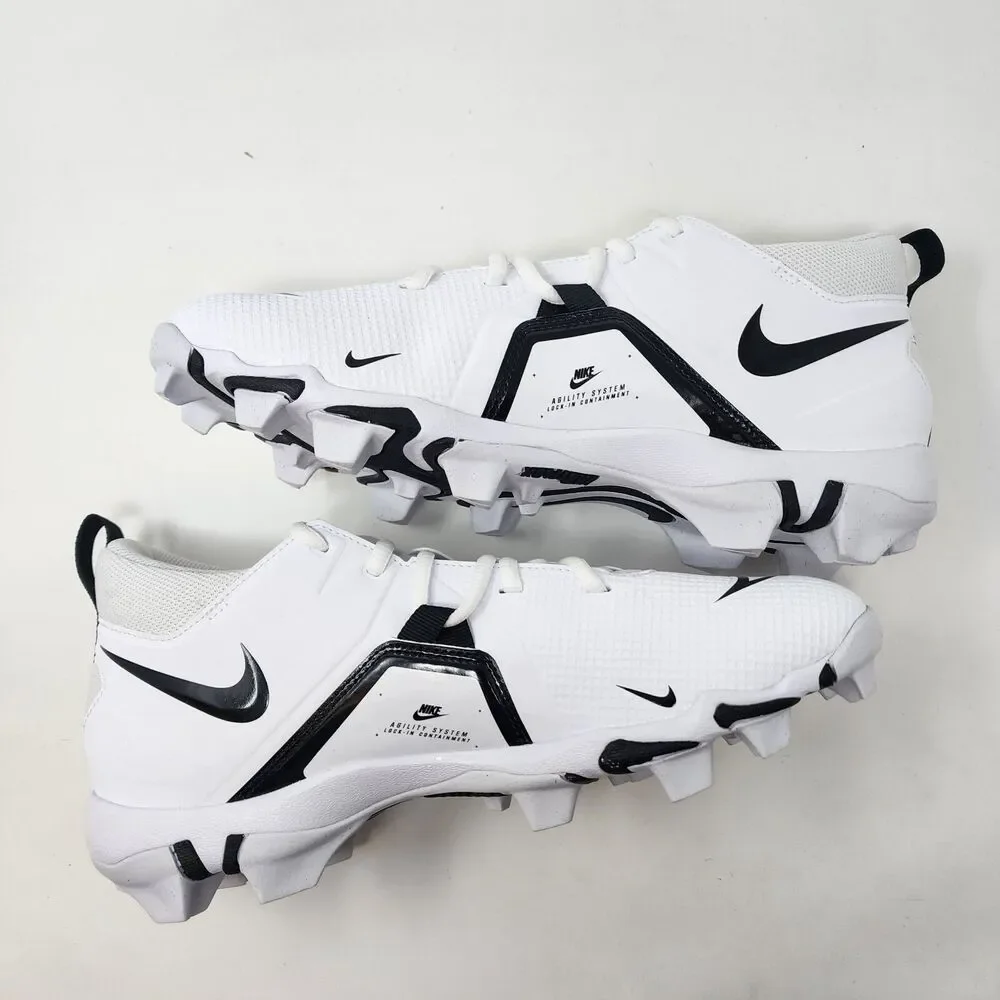Nike Football Cleats Mens 10 White Black Alpha Menace 3 Low Fastflex
